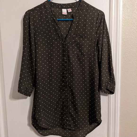 Green and White Blouse Size Small - Picture 1 of 4